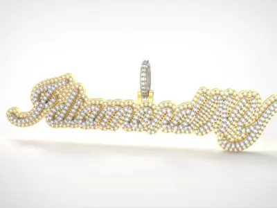 Model 1071 IdiamondNY Name Plate Diamond Pendant  3D print model