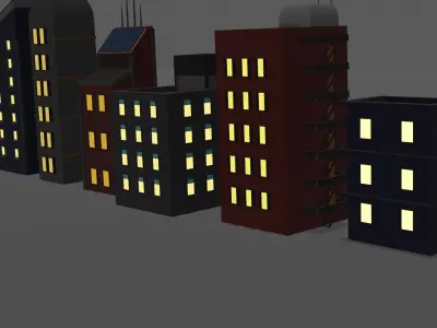 Low Poly Buildings Science Fiction Low-poly 3D model