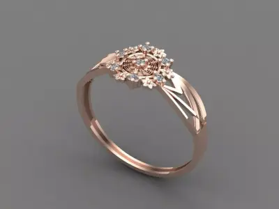 Womens Diamond Signet Ring Women Rings 3dmodels 3D print model 3D print model 51