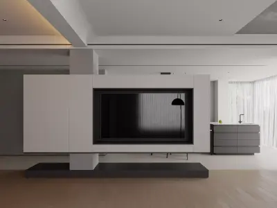 Modern living room dining room interior scenes 490 3D model