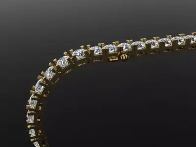 Box Style Diamond Tennis Bracelet 4mm50 3D print model