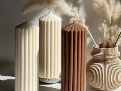Striped Pillar Candle 3D print model