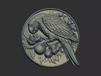 parrot round frame baserelife model 3D print model