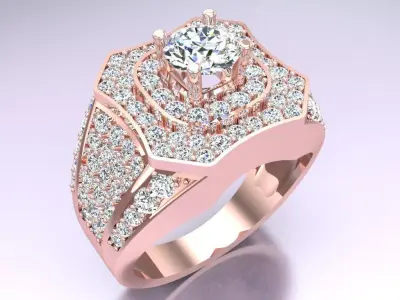 Diamond Rings - Mens Rings - N338 3D print model