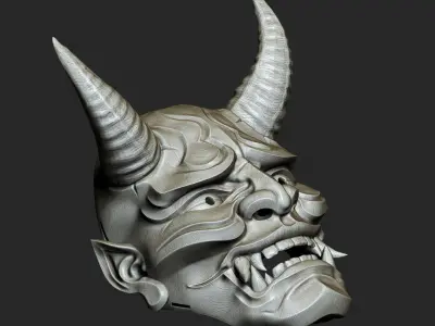 Traditional Japanese Hannya Mask  Oni Mask Samurai Mask  3D print model
