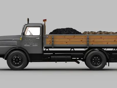 IFA S4000-1 Flatbed Truck Coal 3D model