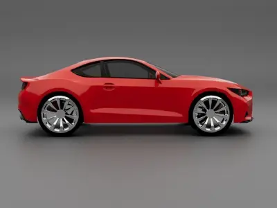 Red Coupe Low-poly 3D model