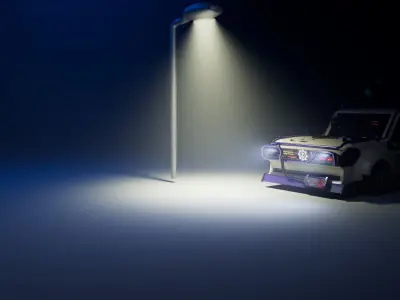 3d model of a futuristic weapon car Low-poly 3D model