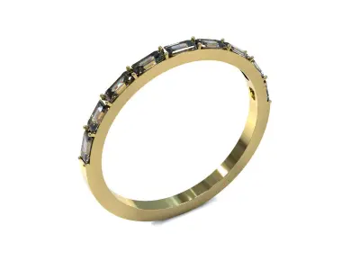 Engagement diamond ring baguette Free 3D print model
