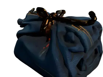 Blue Fabric Bundle with Twine Low-poly 3D model