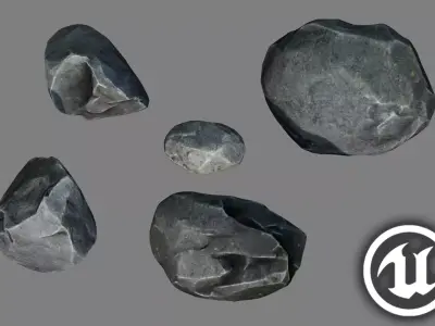 Realistic Rocks  Unreal Engine Asset Rocks  PBR Texture Low-poly 3D model