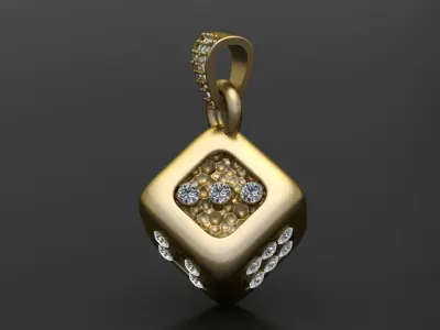  GOLD DICE DIAMOND PENDANT  3D print model