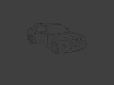 Low Poly Old Generic Hatchback  Low-poly 3D model