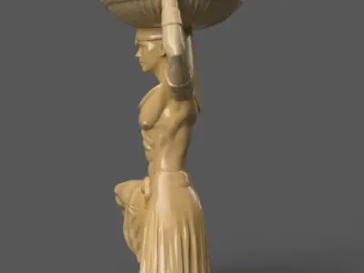 Egyptian Pharaoh Statue Bowl alexa handle candle holder 1 3D print model