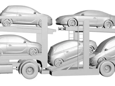 Car transporter for several vehicles 3D model