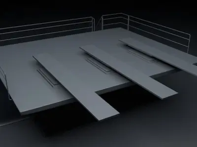 3 Meter 10 Feet Triple Springboard Diving Platform 3D model