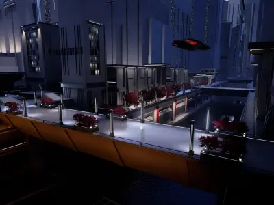 Science Fiction Brutalist City - Unreal Engine Low-poly 3D model