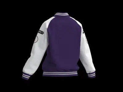 Female raglan varsity jacket 3D model