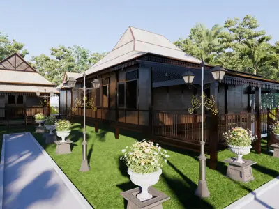 Limas Traditional House of Sambas West Borneo - Type 2 3D model