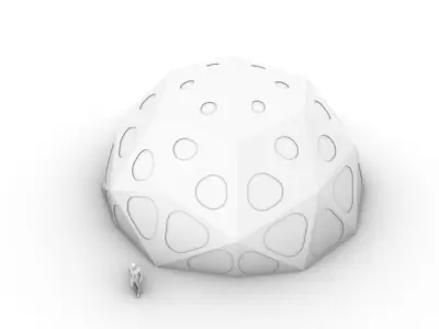 Geodesic Dome with Dynamic Perforations and glass panels  3D model