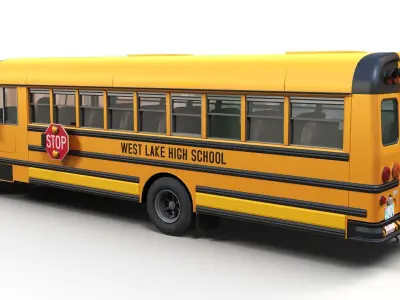 American generic school mid bus Low-poly 3D model