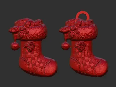 christmas socks tree decor  3D print model