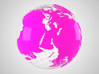 Globe News Skeleton Hot Pink 3D model
