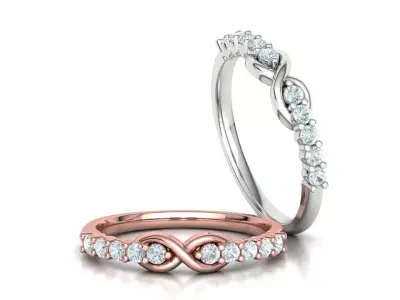 Infinity Diamond Ring 2mm stones Eternity Band  3D print model