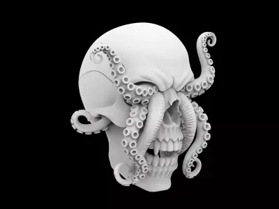 Cursed Pirate Skull with Tentacles 3D Print Model 3D print model