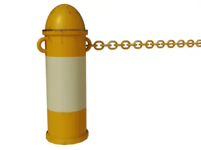 Street Bollard and chain Low-poly 3D model