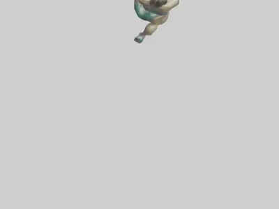 Trampoline Gymnast in Air statue model Low-poly 3D model