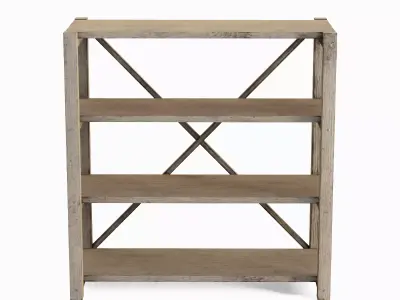 Wide Pottery Shelf 02 Low-poly 3D model