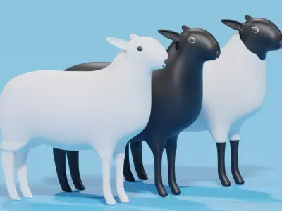 Cartoon Cute Sheep 3D model