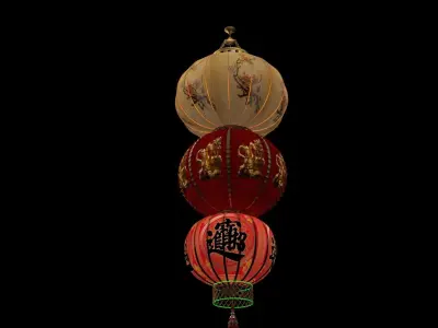 Chinese red lantern 3D model 41