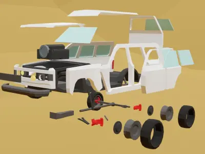 Low-Poly Modular Car - Cruiser Style Low-poly 3D model