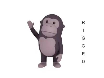 Rigged Cartoon Gorilla 3D model