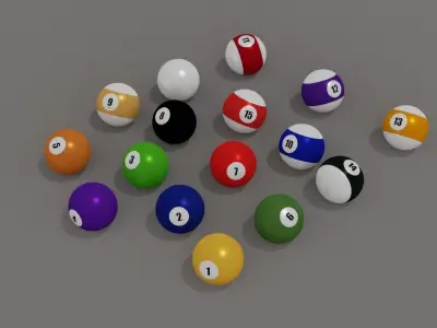 8ball Pool Balls Low-poly 3D model