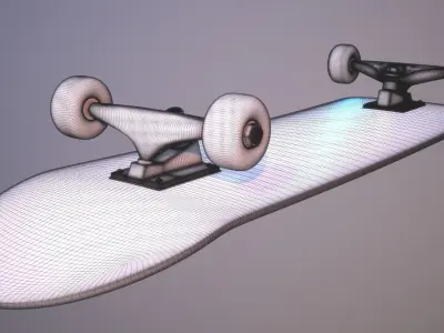 Skateboard game-ready low poly high poly model with american ... Low-poly 3D model