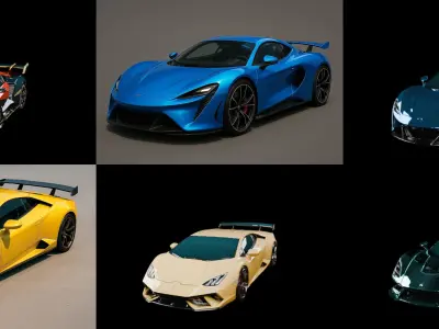 Sport Car bundle 21 pack 68 glb 3D model