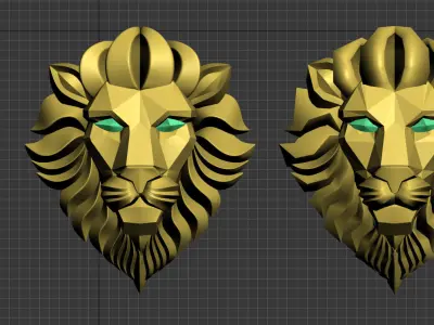 lion head Low-poly 3D model