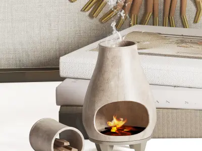 Decorative Set Frame and Candle 3D model