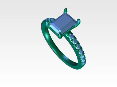 ZDR093 princess cut diamond engagement ring 3D print model