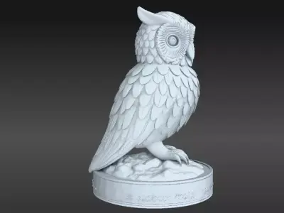 Snow Owl 3D Model Winter Figurine 3D Printable  3D model