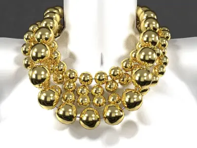 Big Metal Balls Necklace 3D model