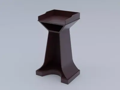 Pulpit Low-Poly wooden podium with two microphones Low-poly 3D model