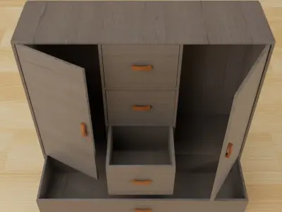 Wooden cabinet design 3D model