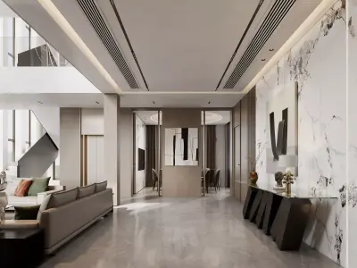 Modern living room dining room interior scenes 361 3D model