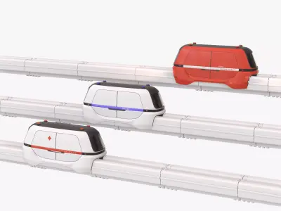 Wagons on rails 3D model