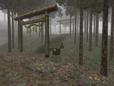 Retro Aesthetic Japanese Village Low-poly 3D model