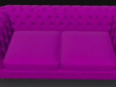 Purple Chesterfield Sofa 3D Model 3D model